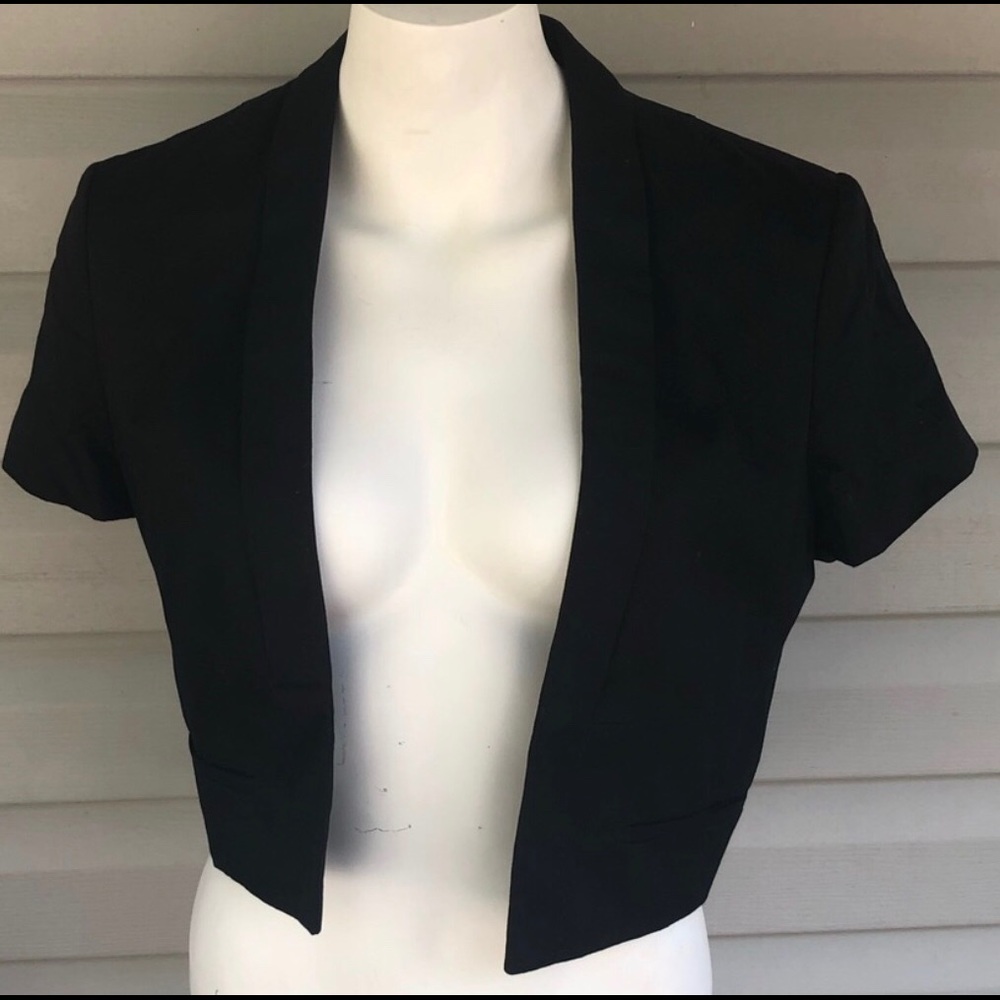 BANANA REPUBLIC SHORT SLEEVE SUIT JACKET BLACK 10